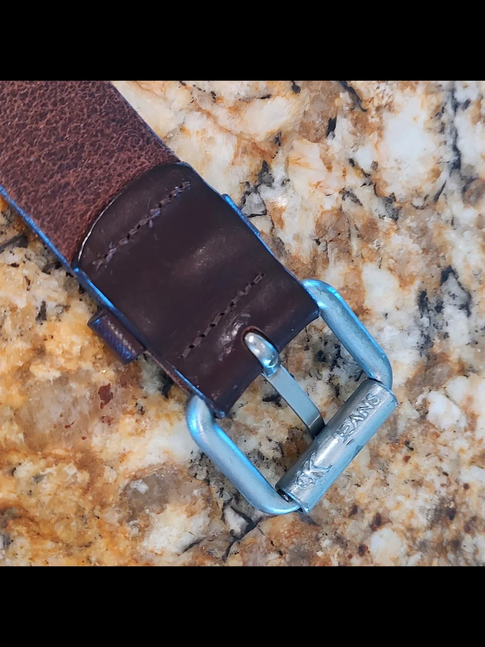 Classic Dark Brown Calvin Klein Leather Belt with Silver Buckle